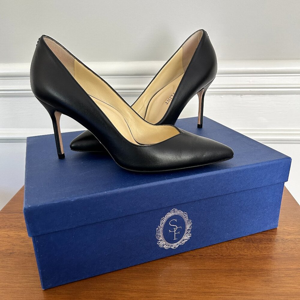 Sarah Flint Perfect Pumps 85, Size EU 37 / US 7, black calf leather stilettos